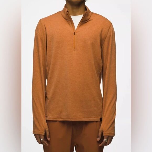 PrAna Altitude Tracker 1/4 Zip Pullover clay orange lyocell Tencel top XL - Picture 1 of 12